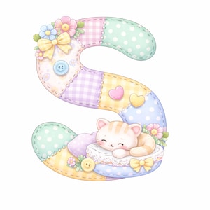 Pastel Patchwork Alphabet & Numbers PNG Bundle | Nursery Clipart ...