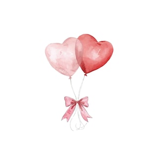 Watercolor Heart Balloon Clipart Bundle, Valentines Day, Wedding, Love ...