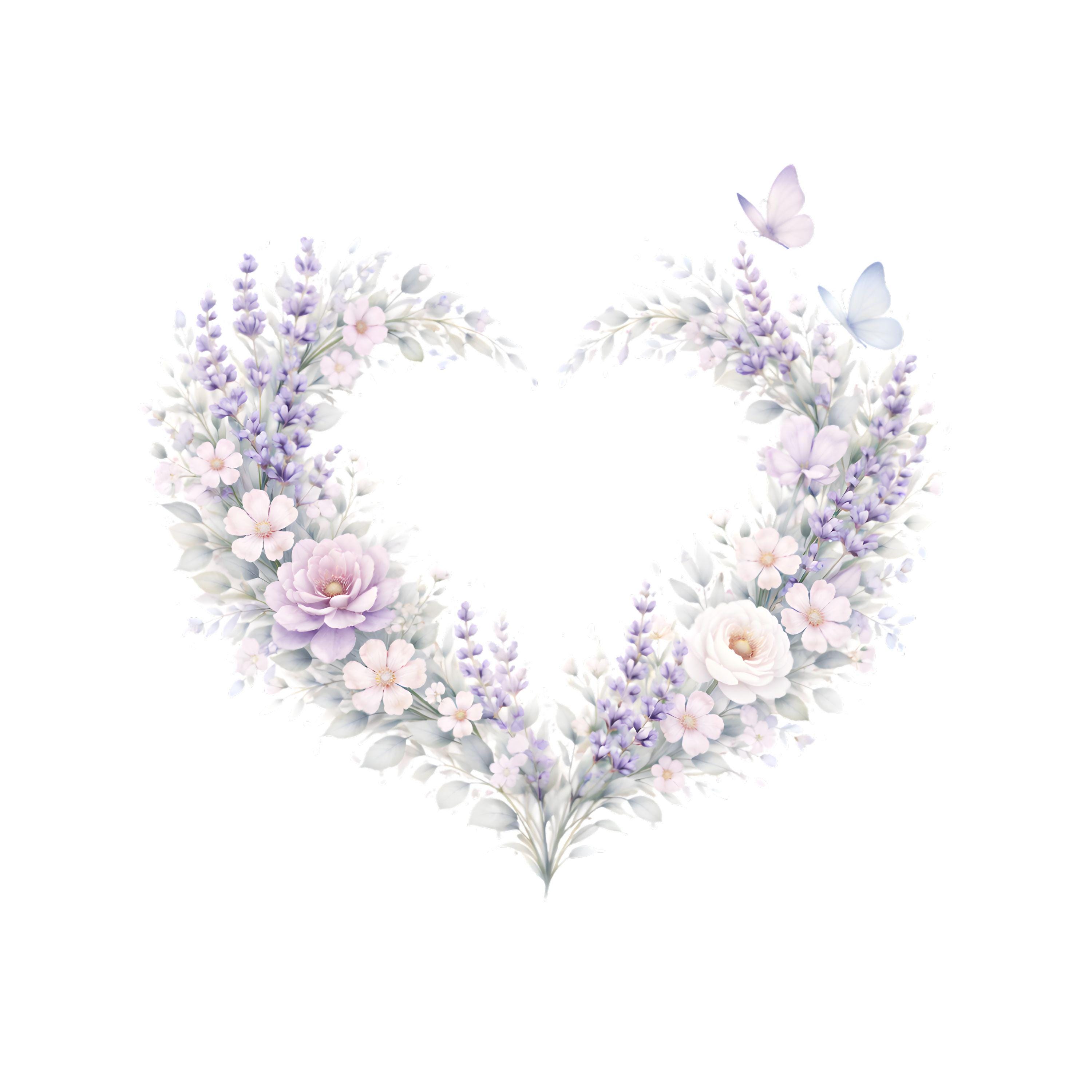 17 Watercolor Floral Heart Wreath Clipart | Romantic Flower Frames ...