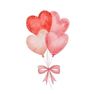 Watercolor Heart Balloon Clipart Bundle, Valentines Day, Wedding, Love ...