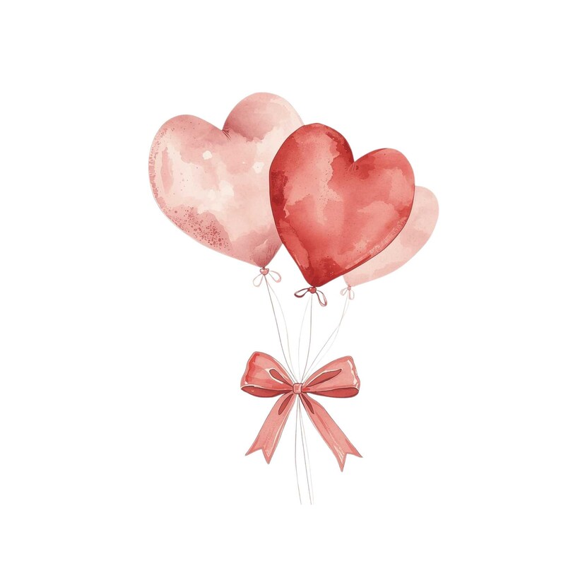Watercolor Heart Balloon Clipart Bundle, Valentines Day, Wedding, Love ...