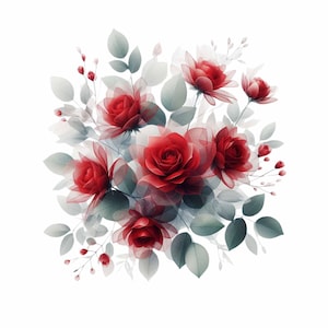 16 Red Rose Borders, Rose Flower Abstracts, Clipart, Roses, Floral Prints, Card making, PNG, Printable Digital Download, Commercial Use