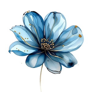18 Royal Blue Flower Abstract,  Clipart,  Blue Flowers, Watercolor flowers, Papercraft, Card making, PNG, Digital  Download, Commercial Use