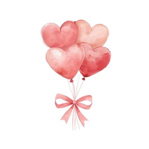 Watercolor Heart Balloon Clipart Bundle, Valentines Day, Wedding, Love ...