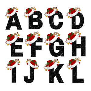 Alfabeto de Natal, Clipart de alfabeto em negrito, Letras A-Z, Letra maiúscula, Sublimação, Letras de personalização, PNG, Download digital,