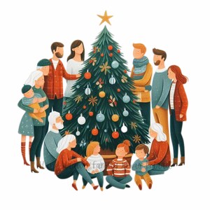 Hand drawn family christmas cards
