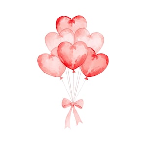 Watercolor Heart Balloon Clipart Bundle, Valentines Day, Wedding, Love ...