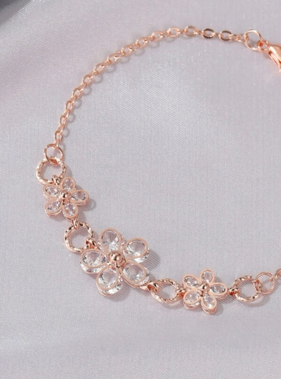 Rose gold flower bracelet deals