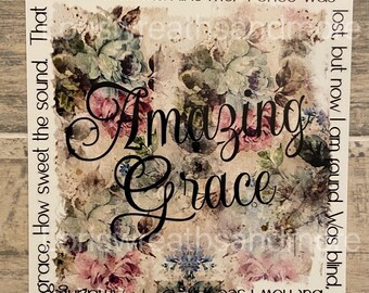 amazing grace wreath metalaluminum sign #501 wreath attachment wreath supplies 13x9\u201d Church