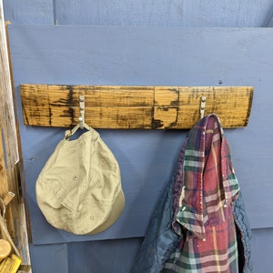 Whiskey barrel stave double coat/hat rack w/ Locker hooks