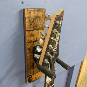 Whisky barrel stave guitar wall hanger