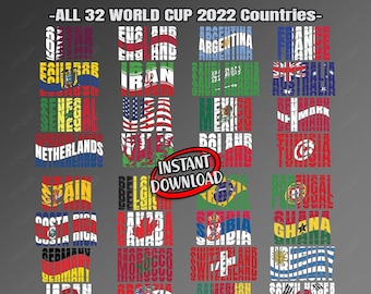 Flag Text Effect Digital Design Bundle | Svg, Ai, Eps, Pdf, Png | Instant Downlaod | World Cup Soccer | Country Flags | Gift Idea