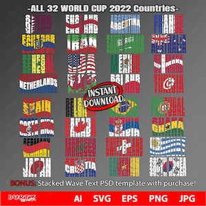 Flag Text Effect Digital Design Bundle | Svg, Ai, Eps, Pdf, Png | Instant Downlaod | World Cup Soccer | Country Flags | Gift Idea