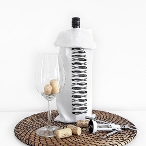 Weinflaschentasche, Spirituosen-Träger, Geschenkverpackung für besondere Anlässe, Beutel mit Fischdruck.