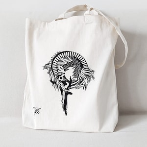 Sac fourre-tout Capricorne Sac de transport en toile du zodiaque Grand sac à bandoulière bohème Cadeau pour les amateurs d'horoscope astrologique.
