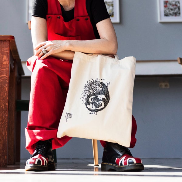 Gemini sign tote bag Casual canvas shopping handbag Zodiac design bag Shoulder sack for Twins