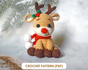 Crochet Reindeer Amigurumi Pattern – Christmas stuffed animal pattern (PDF)