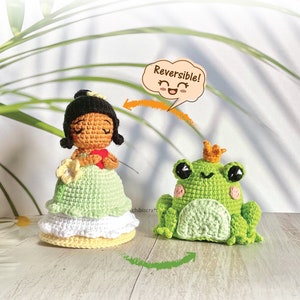 Patrón Amigurumi Reversible Rana y Princesa – Patrón de Ganchillo (PDF)
