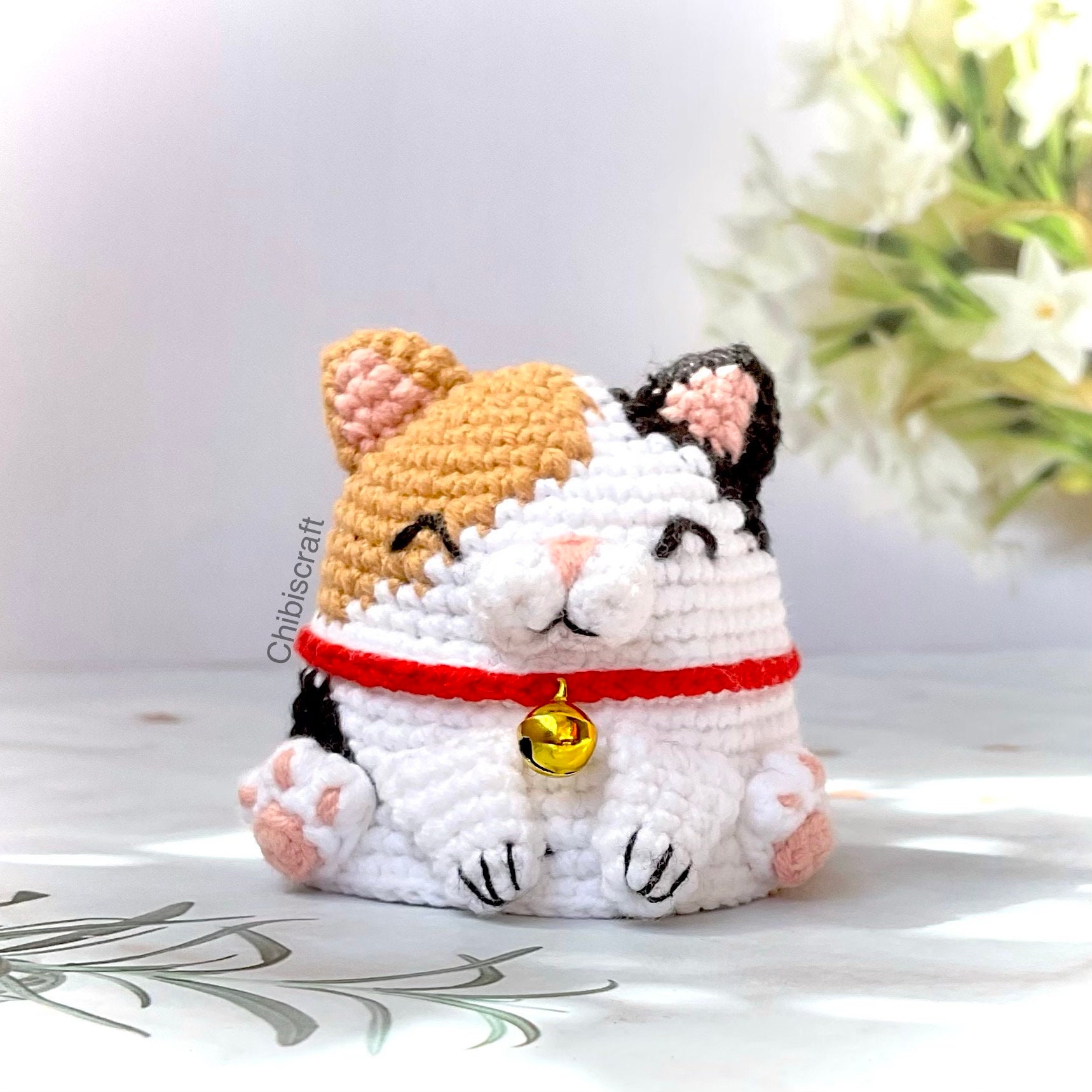 バブーシュカのパステル三毛猫さんのあみぐるみ バブーシュカのパステル三毛猫さんのあみぐるみ あみぐるみ