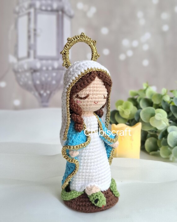 Bundle of Mother Mary With Rosary and Virgin Mary Stands on Snake