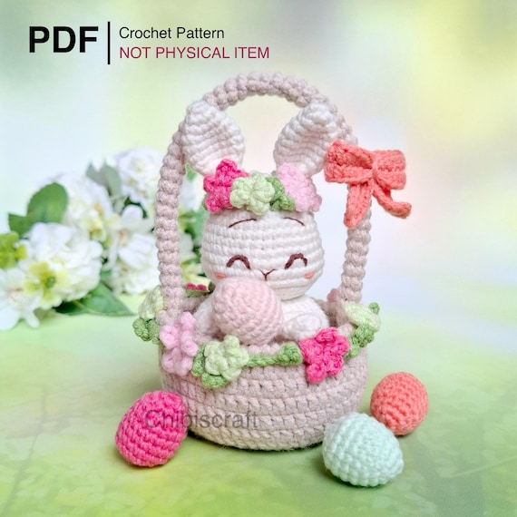 Crochet Amigurumi Bunny Basket Amigurumi Easter Egg Decor Free Crochet
