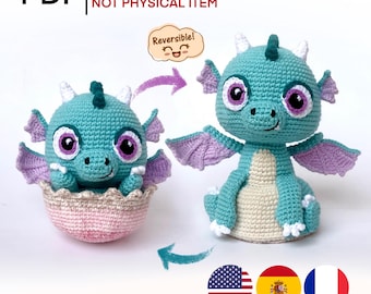 Reversible Baby Dragon Amigurumi Pattern - Crochet pattern (PDF)