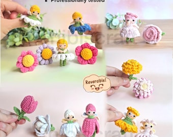 8-in-1 Reversible Flower Fairy Amigurumi Pattern Bundle (PDF Download)