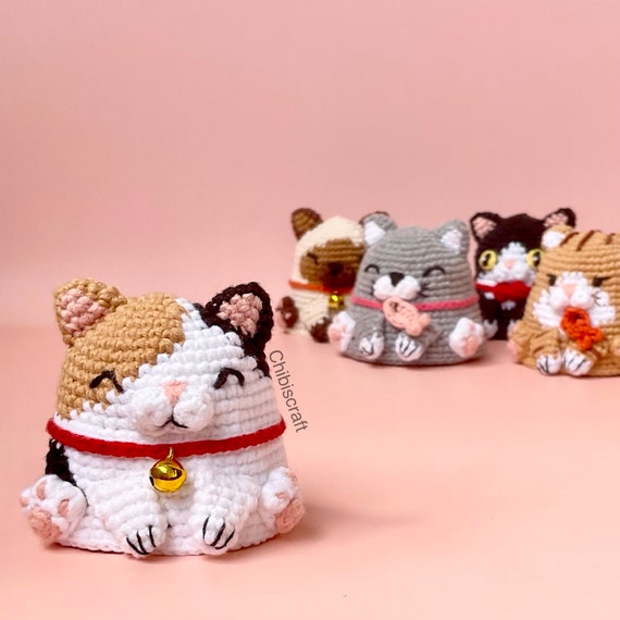 三毛猫のかぎ針編みパターン - リバーシブルあみぐるみパターン - ENG