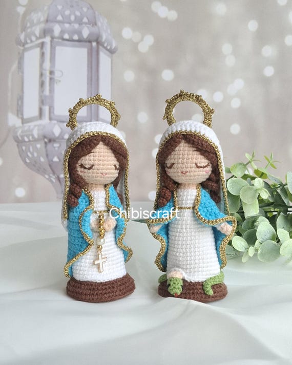 2-in-1 Bundle Mother Mary With Rosary and Virgin Mary Stands on