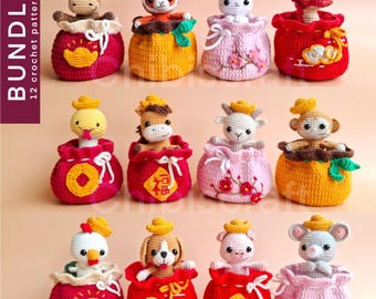 Crochet Pattern Bundle: Peek-a-boo Chinese Zodiac Amigurumi (PDF Pattern)