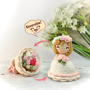 Reversible Flower Bouquet and Bride Amigurumi Pattern – wedding crochet pattern - (PDF)