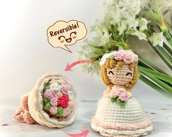 Reversible Flower Bouquet and Bride Amigurumi Pattern – wedding crochet pattern - (PDF)