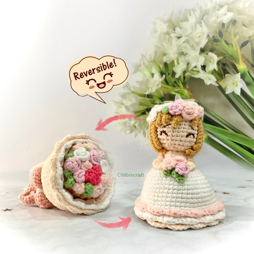 Reversible Rose Fairy Amigurumi Pattern Flower Crochet Etsy
