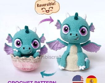 Reversible Baby Dragon Amigurumi Pattern - Crochet pattern (PDF)