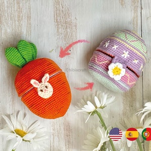 Reversible Easter Egg and Carrot Crochet Pattern - (PDF)