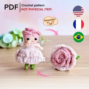 Wzór na dwustronną wróżkę Baby Rose Amigurumi do szycia niskim ściegiem w formacie PDF