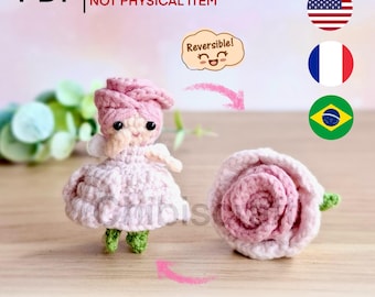 Reversible Baby Rose Fairy Amigurumi Low Sew Crochet Pattern PDF