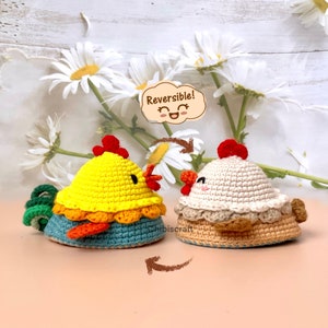 Reversible Chicken Crochet Pattern – Rooster and Hen Amigurumi pattern (PDF)
