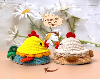 Reversible Chicken Crochet Pattern – Rooster and Hen Amigurumi pattern (PDF)