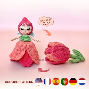 Reversible Tulip Fairy Amigurumi Pattern - Flower Crochet Pattern (PDF)