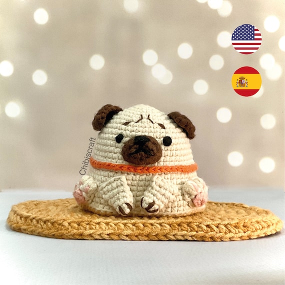 パグ犬のかぎ針編みパターン – リバーシブルあみぐるみパターン (PDF