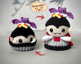 Halloween Dracula Crochet Pattern – Reversible Amigurumi pattern - ENG (PDF)
