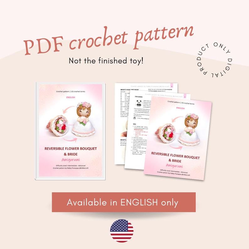 Reversible Flower Bouquet and Bride Amigurumi Pattern wedding crochet pattern PDF image 2