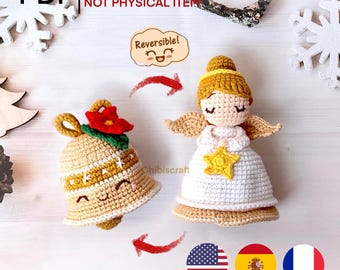 Reversible Christmas Angel and Bell Amigurumi Pattern - Christmas ornament – Crochet pattern – (PDF)