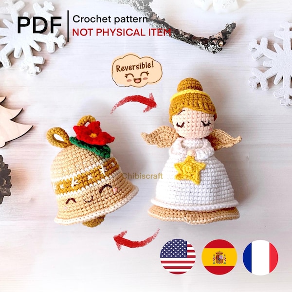 Reversible Christmas Angel and Bell Amigurumi Pattern - Christmas ornament – Crochet pattern – (PDF)