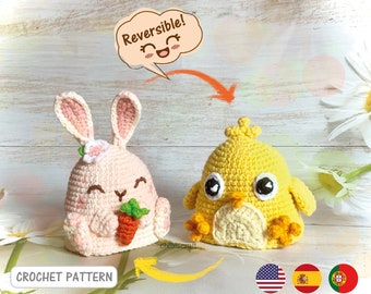 Reversible Chick and Bunny Amigurumi Pattern  – Easter crochet pattern - (PDF)