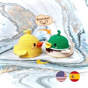 Reversible Duck Crochet Pattern – Yellow duckling and Mallard Duck Amigurumi pattern (PDF)