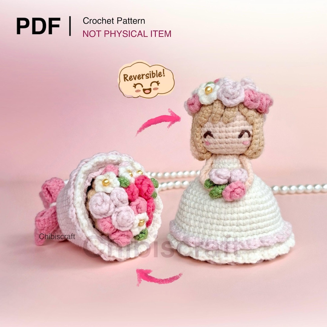 ウェディングドール あみぐるみ 花束付き 受注制作】オーダーメイド♪あみぐるみウェディングドール