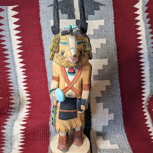 Authentic RARE cottonwood Kachina doll, &quot;Badger&quot; by Lawrence Mahle, 1st Mesa