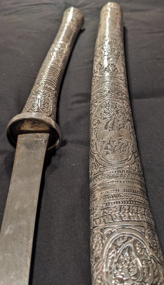 Incredible Ornate Sterling Silver Siam Sword Dhab 